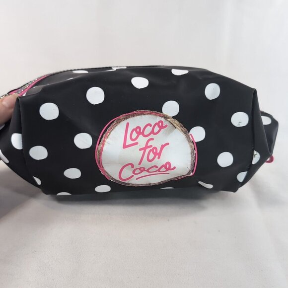 Victorias Secret PINK Loco for Coco Polka Dot Toiletry Cosmetic Bag Travel Black - Picture 11 of 16